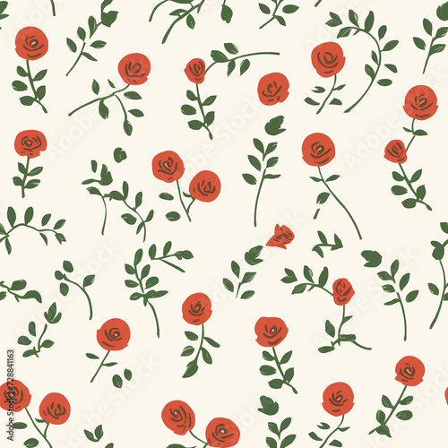 Flowers in watercolor. Seamless pattern. Minimalism style
