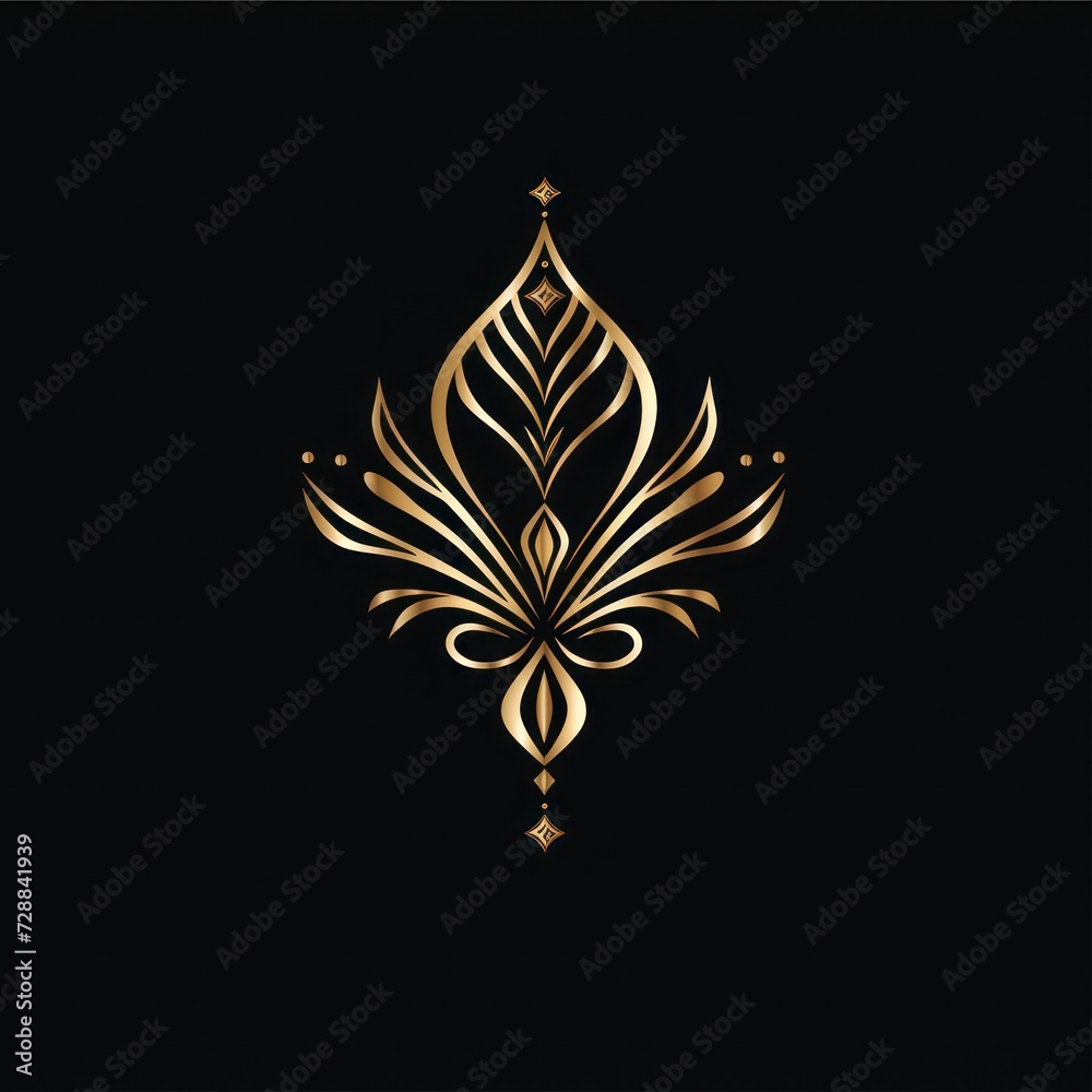 A luxurious and elegant logo design for a jewelry store, featuring golden hues, isolated on a black background