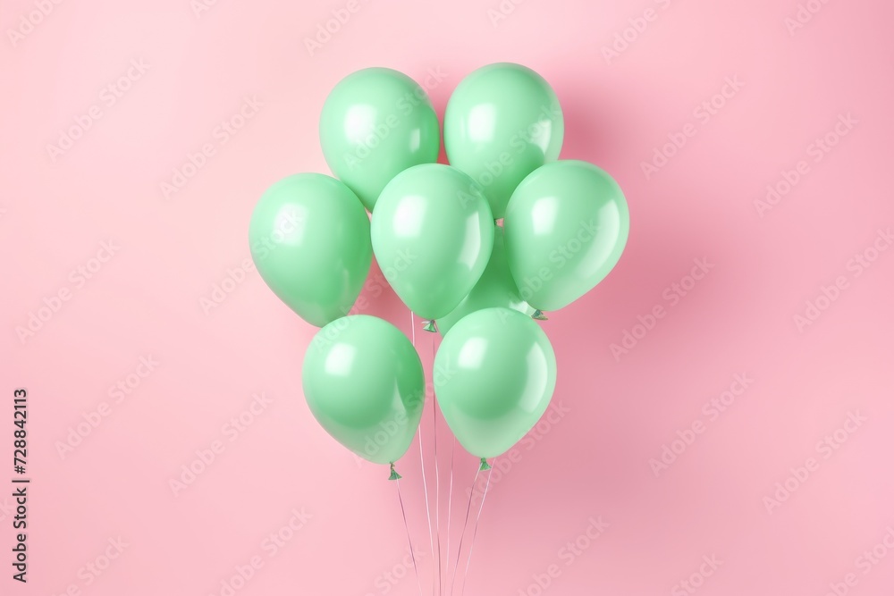 light green Balloons Against pink Background