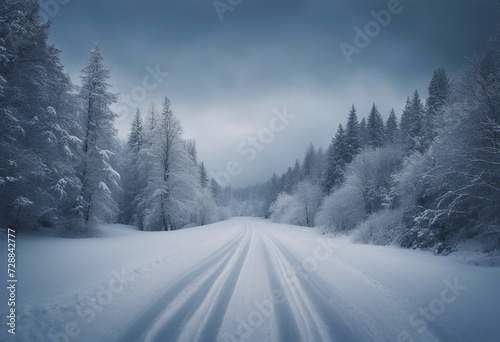 Beautiful view of the snowy road in winter © ArtisticLens