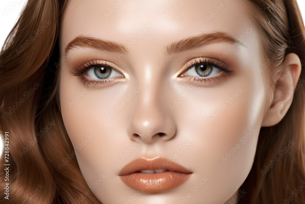 portrait of a red-haired girl with clear skin with nude makeup portrait of a red-haired girl with clear skin with nude makeup