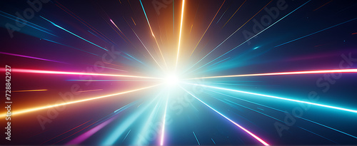 Lightspeed  hyperspace  space warp background. Colorful streaks of light gathering towards the event horizon.