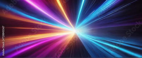 Lightspeed, hyperspace, space warp background. Colorful streaks of light gathering towards the event horizon.