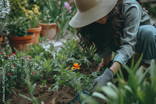 model gardening on a backyard with a flower