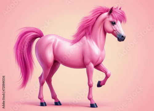 Mystical Pink Mane Horse Portrait
