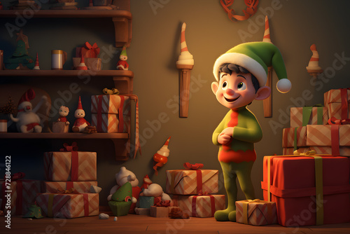 Playful Cartoon 3D Christmas Elves © darshika