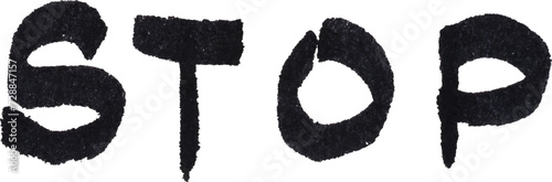 Handwritten inscription stop with a black felt-tip pen