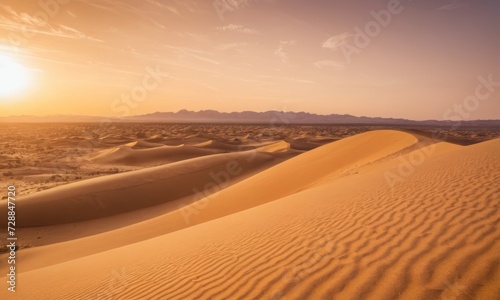 Golden sunset over a serene desert landscape