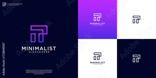 T letter initial logo template vector, modern app, elegant branding design