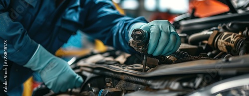 Mechanic Working on Car Engine