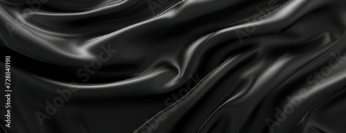 Black Silk Fabric With Wavy Folds