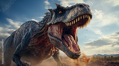 Tyrannosaurus Rex Roaring at Dawn created with Generative AI technology