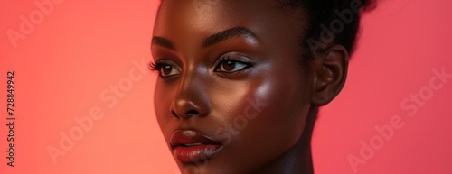 Portrait of Woman diverse female wearing With Pink Background