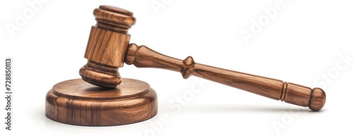 Wooden Judges Hammer on White Background