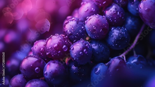A background of dark purple grapes with water drops.