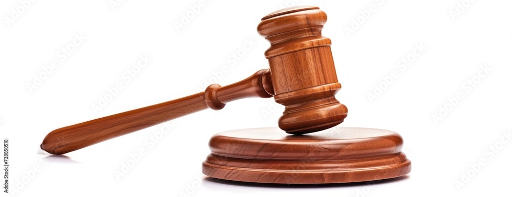 Wooden Gavel adjudication on White Background Wooden Gavel adjudication on White Background