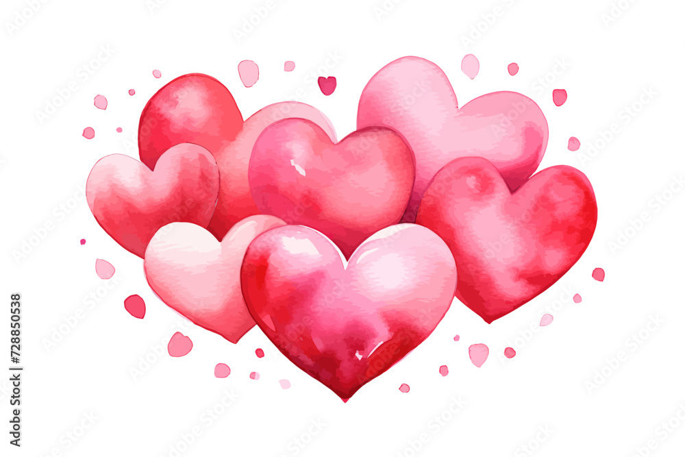 Happy Valentines day watercolor heart. Vector illustration design