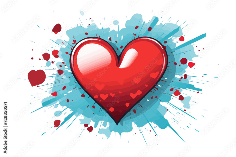 Heart love. Valentines day watercolor. Vector illustration design.