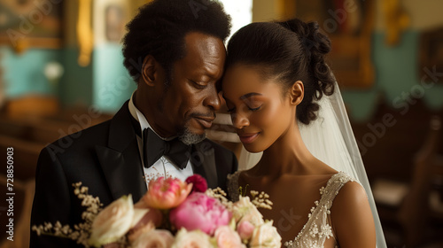 Eternal Bond: Elegant African American Couple on Their Wedding Day