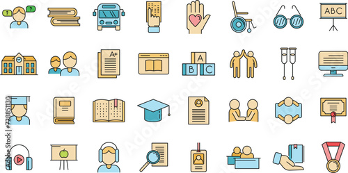 Inclusive education icon. Outline inclusive education vector icon thin line color flat on white