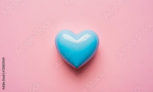 Glossy heart on a bright background. Blue and pink pastel colors