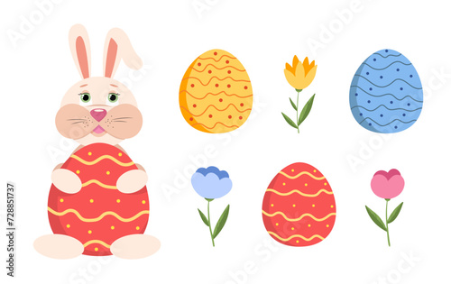 Vector Easter Clipart, collection of Easter elements, cartoon style