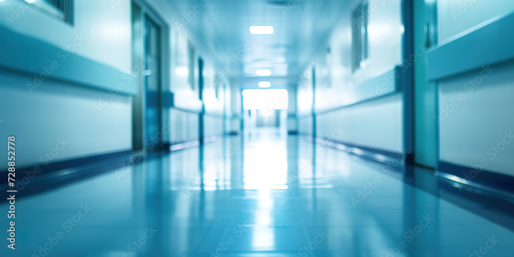Blurred modern hospital corridor background