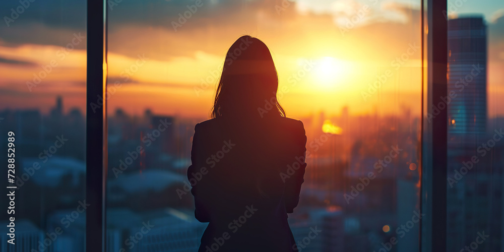 business and people concept silhouette of women