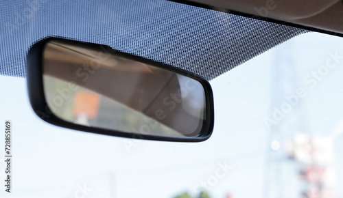 Rear view mirror of the car