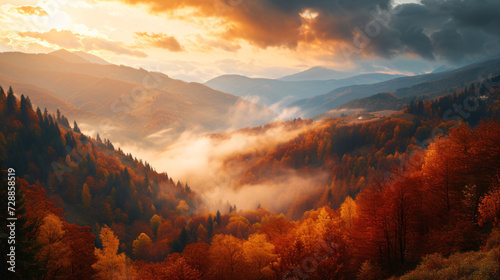 Beautiful landscape of mountains during autumn.