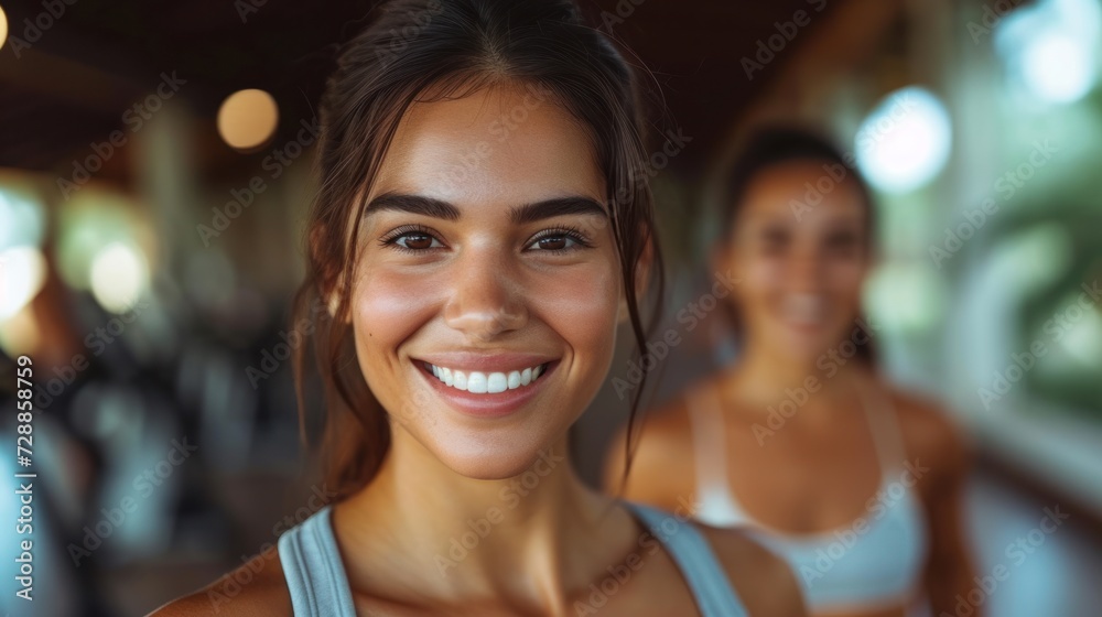 Confident Woman with Friend at the Gym Confident Woman with Friend at the Gym