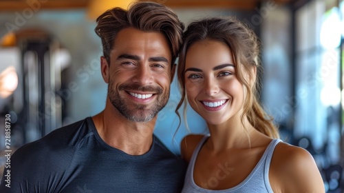 Attractive Couple Smiling at Gym
