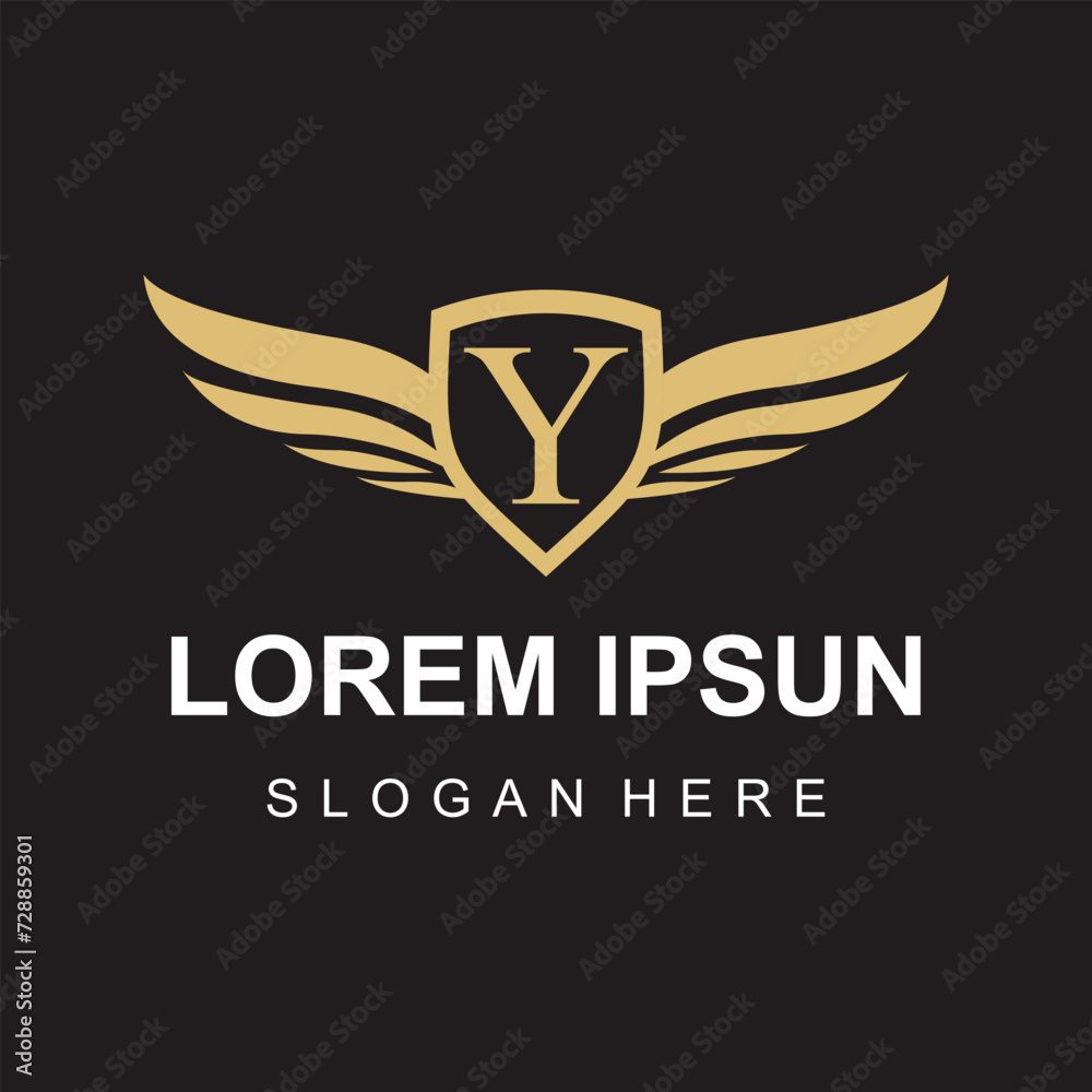 Vector wing logo on letter