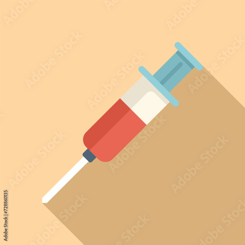 Syringe animal injection icon flat vector. Veterinary help. Sick operation