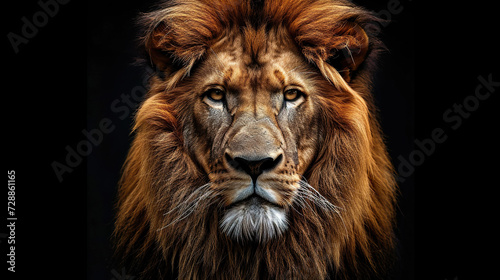 Majestic Lion king Portrait on black background © shobakhul