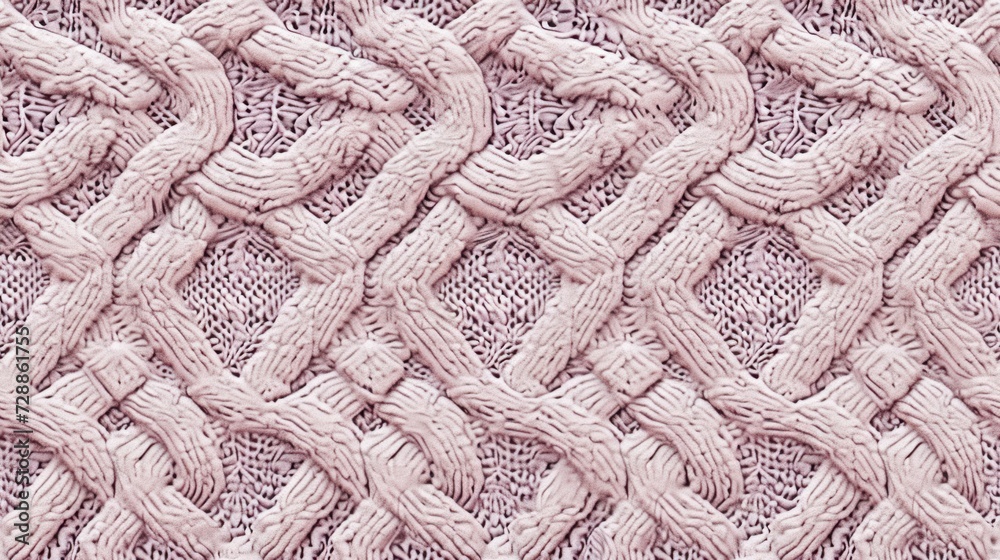 a close up of a knitted material with a pattern of interlocked lines on the side of the fabric, with a light pink color in the middle. a close up of a knitted material with a pattern of interlocked lines on the side of the fabric, with a light pink color in the middle.