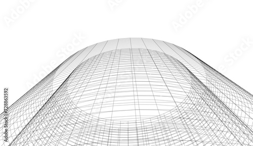 Architectural drawing. Futuristic 3d background