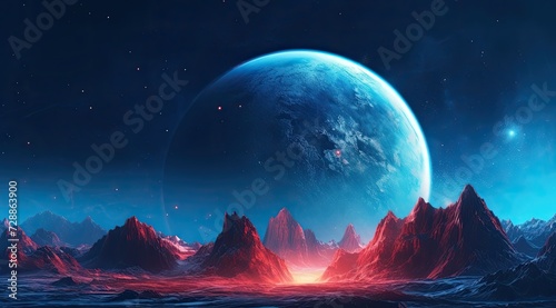a bright blue planet in the background © Volodymyr Skurtul
