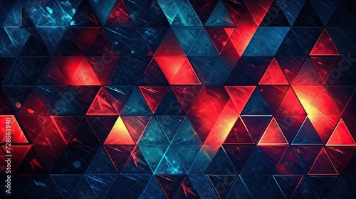 Abstract geometric pattern consisting of triangles of various sizes and transparency on a black background