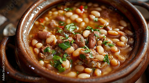 Fabada Asturiana - Asturian Bean Stew Photo photo