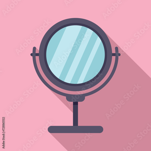 Round fashion mirror icon flat vector. Glamour face. Girl strong hair