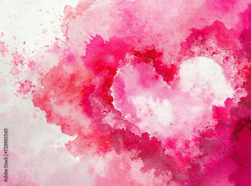 Heart shape pink watercolor paint design wallpaper