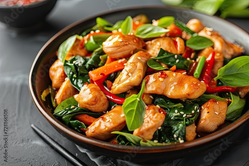 Ginger infused stir fried chicken Asian cuisine