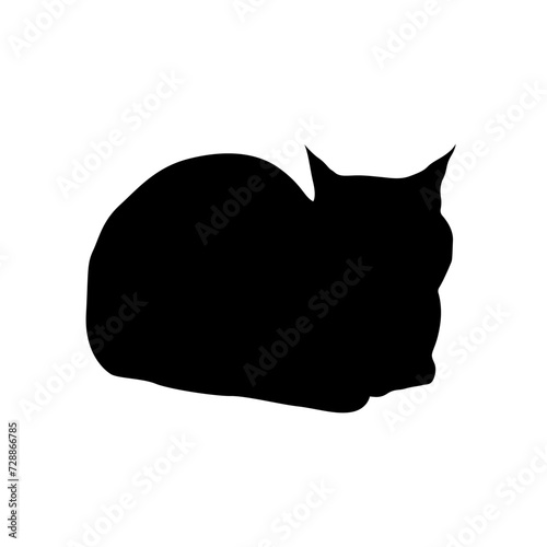 Silhouette of a cat crouching down, vector illustration
