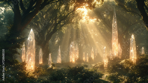 A forest where trees are made of crystal, their branches sparkling with an otherworldly light.