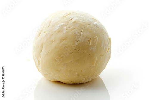 Single raw dough ball on white background