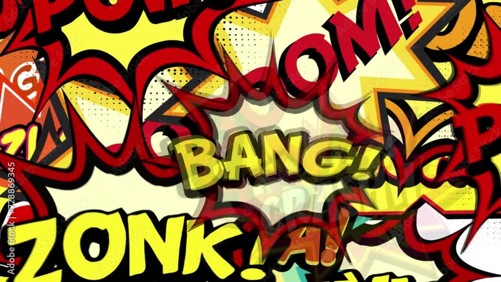 Comic bubble speech retro pop art style animated  background