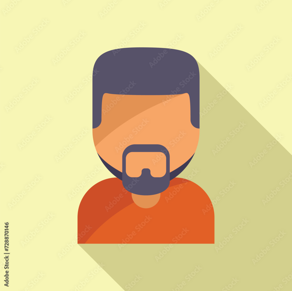 Beard mustache icon flat vector. Head fashion. Short model hand Beard mustache icon flat vector. Head fashion. Short model hand