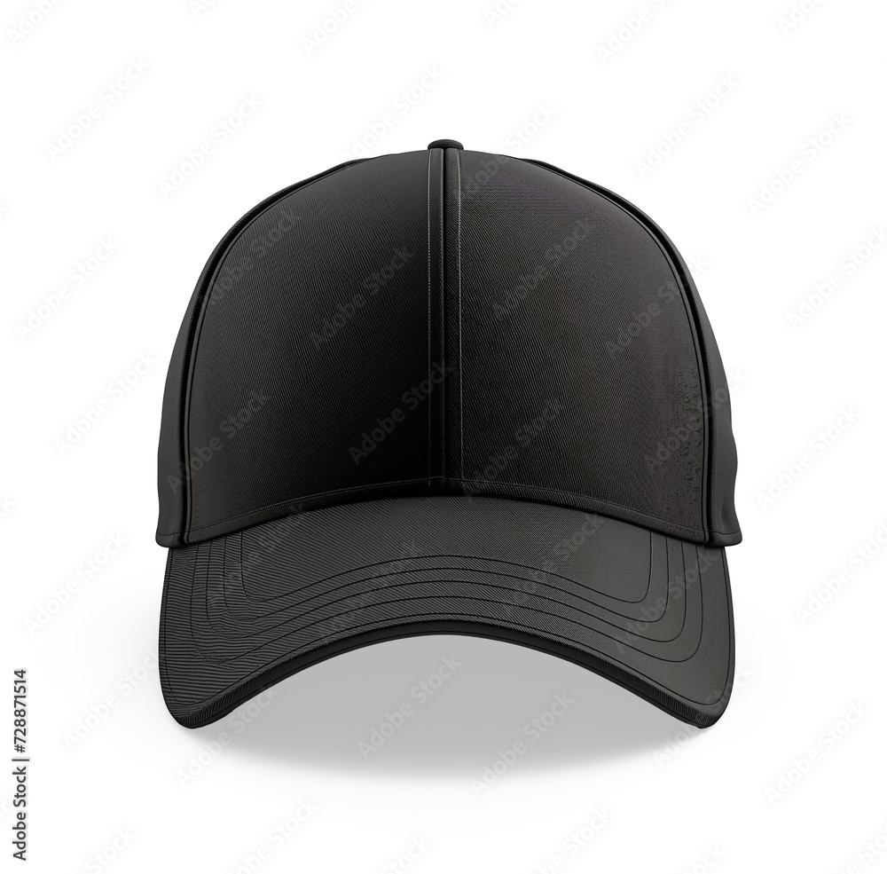 Black baseball cap with shadow isolated on white transparent background. Mockup baseball cap Black baseball cap with shadow isolated on white transparent background. Mockup baseball cap