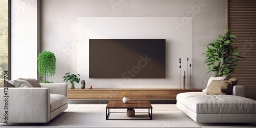 Modern living room with television. © Lasvu